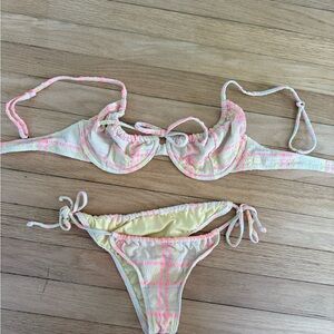 Striped Bikini Set in Pink and Cream